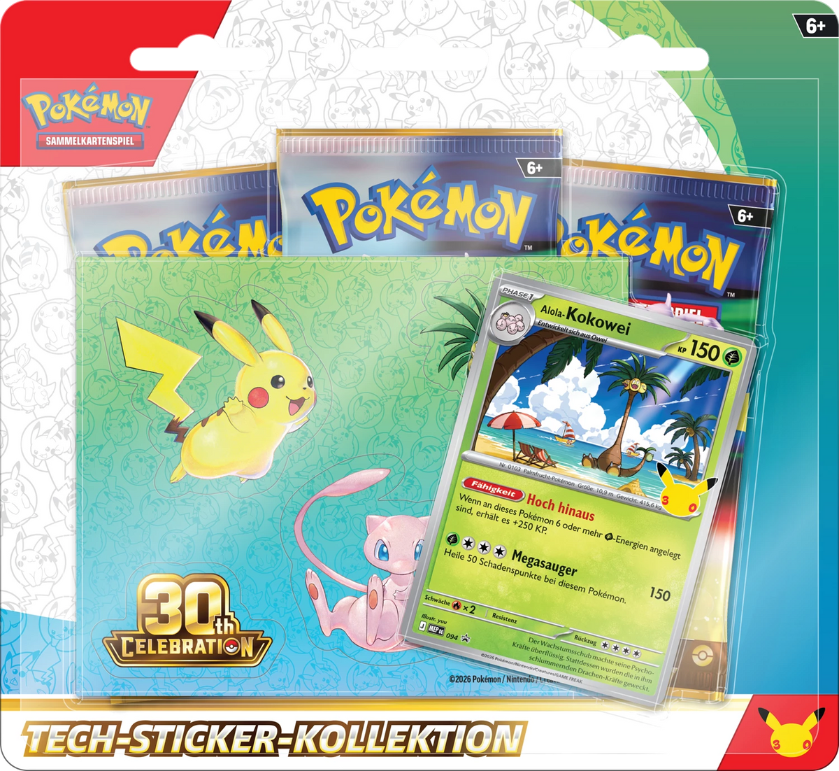 PRE-ORDER: POKÉMON TECH-STICKER COLLECTION 30TH CELEBRATIONS -DE-