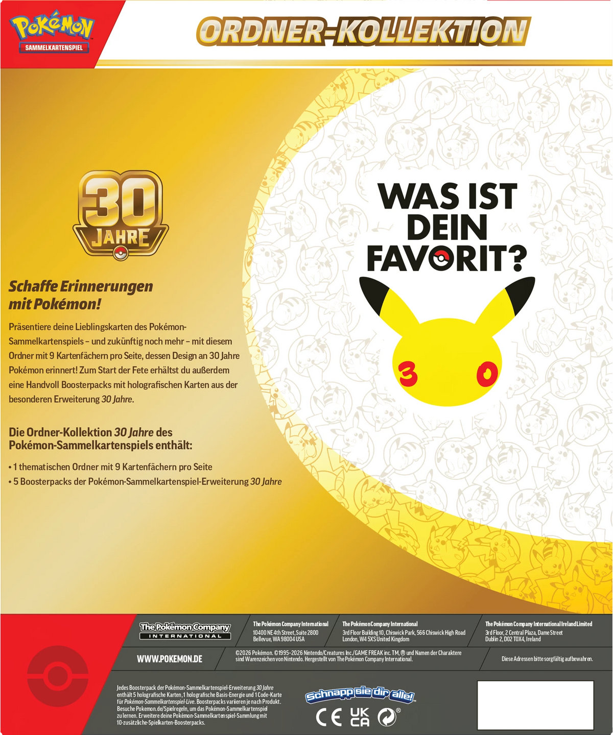 PRE-ORDER: POKÉMON BINDER COLLECTION 30TH CELEBRATIONS -DE-