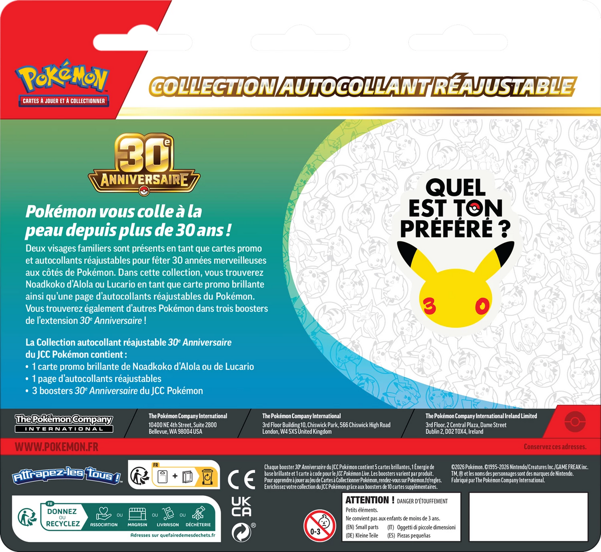 PRE-ORDER: POKÉMON TECH-STICKER COLLECTION 30TH CELEBRATIONS -FR-
